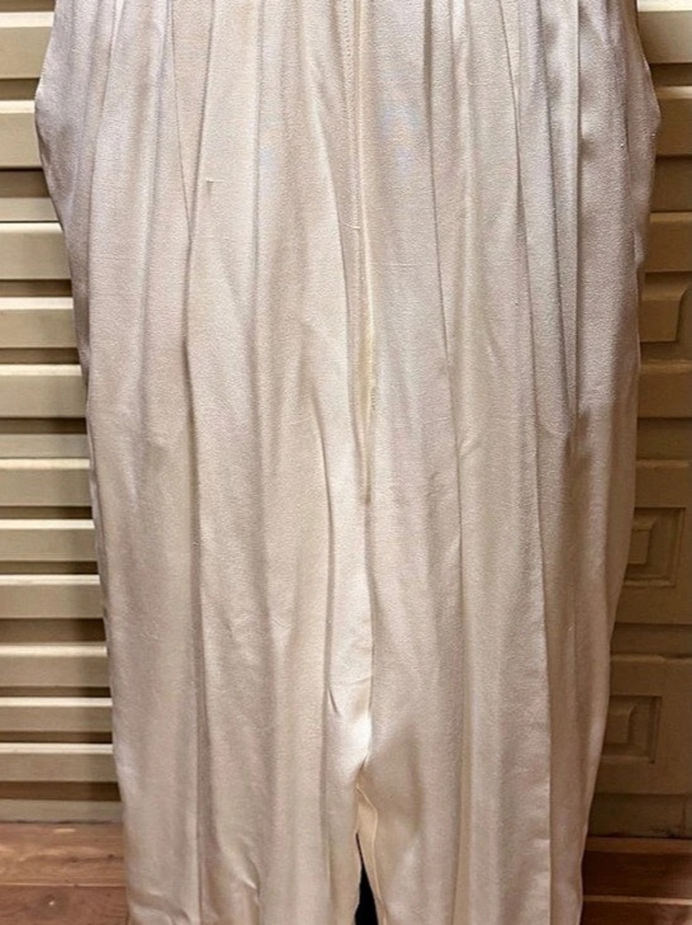 Vintage Go Silk 100% Silk Pants Cream Beige Tapered Trousers Elastic